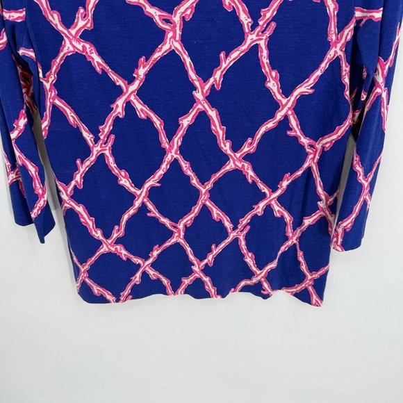 Lilly Pulitzer Size S Alidi Top Blue Pink Gold Buttons 3/4 Sleeves Women’s - Picture 5 of 11